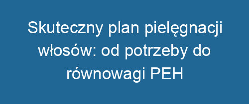 Skuteczny plan pielęgnacji włosów: od potrzeby do równowagi PEH